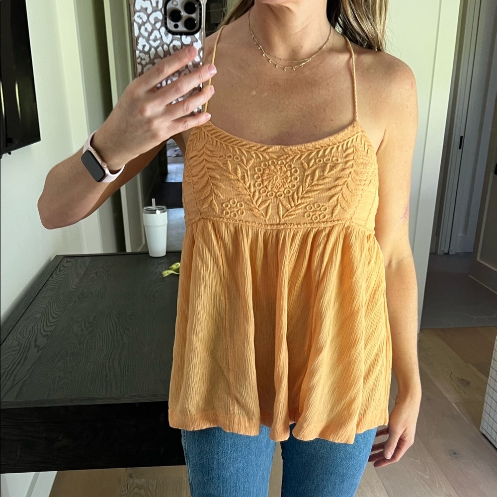 Free People tangerine tie top, size s/p